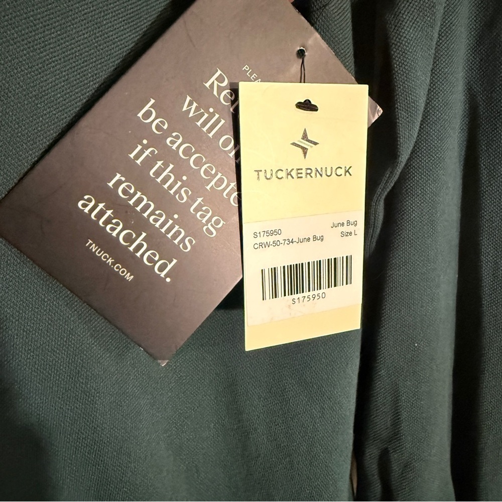 Tuckernuck Forest Green June Bug Pique Frances L/S Cotton Polo Dress Sz LG NWT - Picture 3 of 7